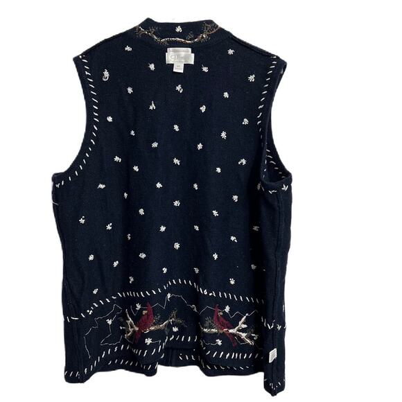CJ Banks Hand Embroidered Cardinal Winter Sweater Vest 2X - Picture 3 of 6